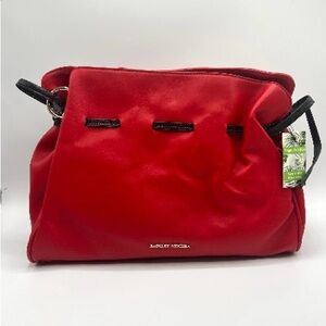 Badgley Mischka Red Shoulder Bag with Modern Slouchy Design